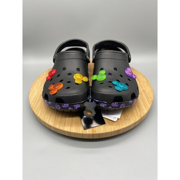 Crocs Shoes Mens 10 Womens 12 Disney Mickey Rainbow Pride Celebration Black - Picture 8 of 16